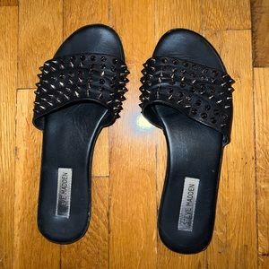 Black Studded Steve Madden Slides